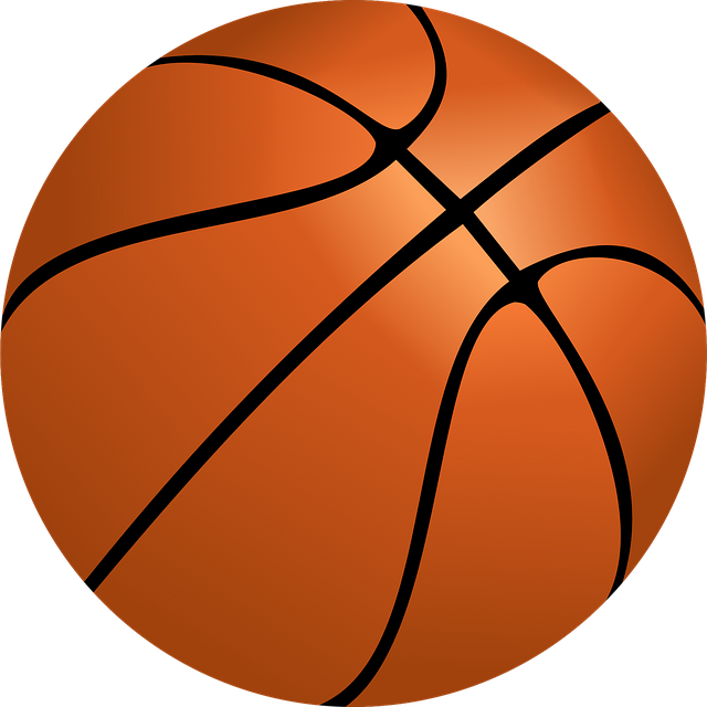 Illustration of an orange basketball with black lines