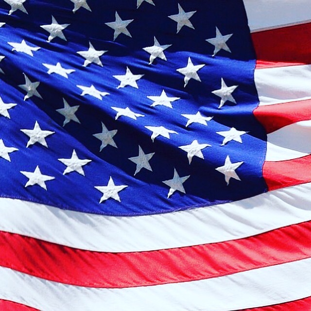 Close-up of American flag waving