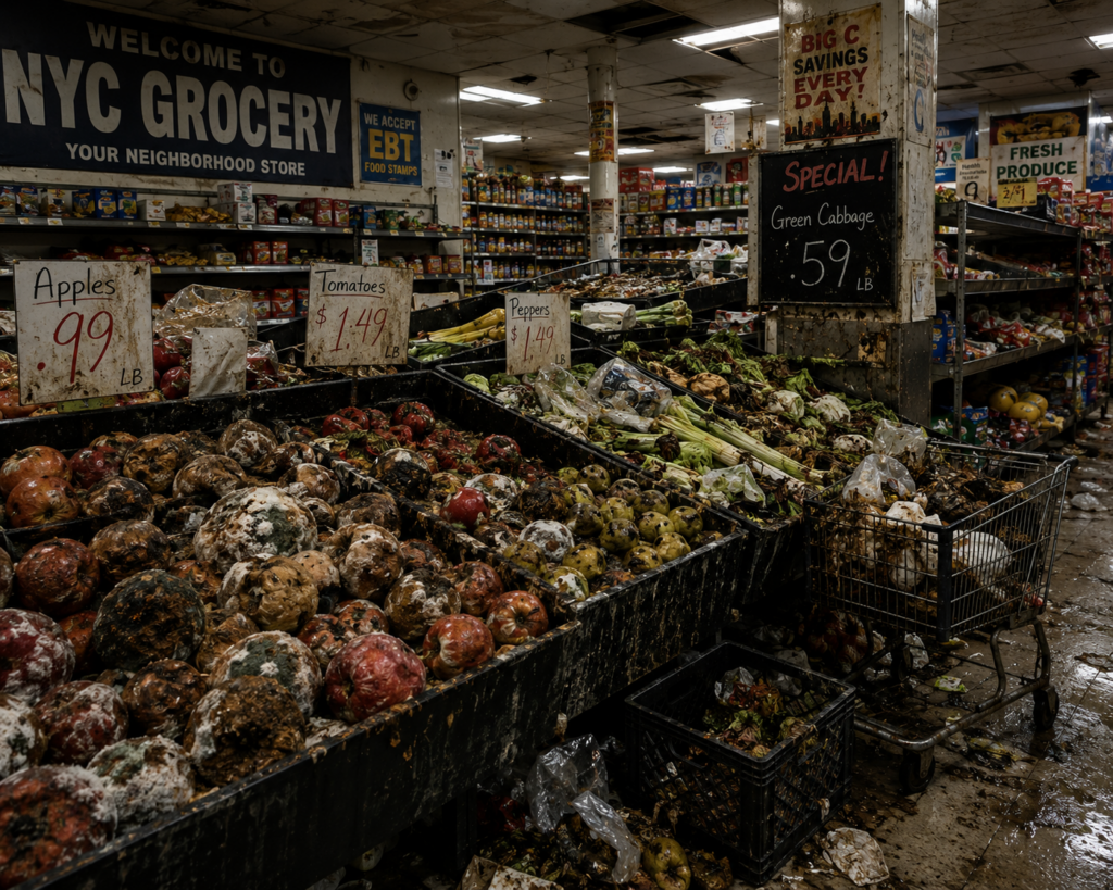 Rotten produce in neglected NYC grocery store